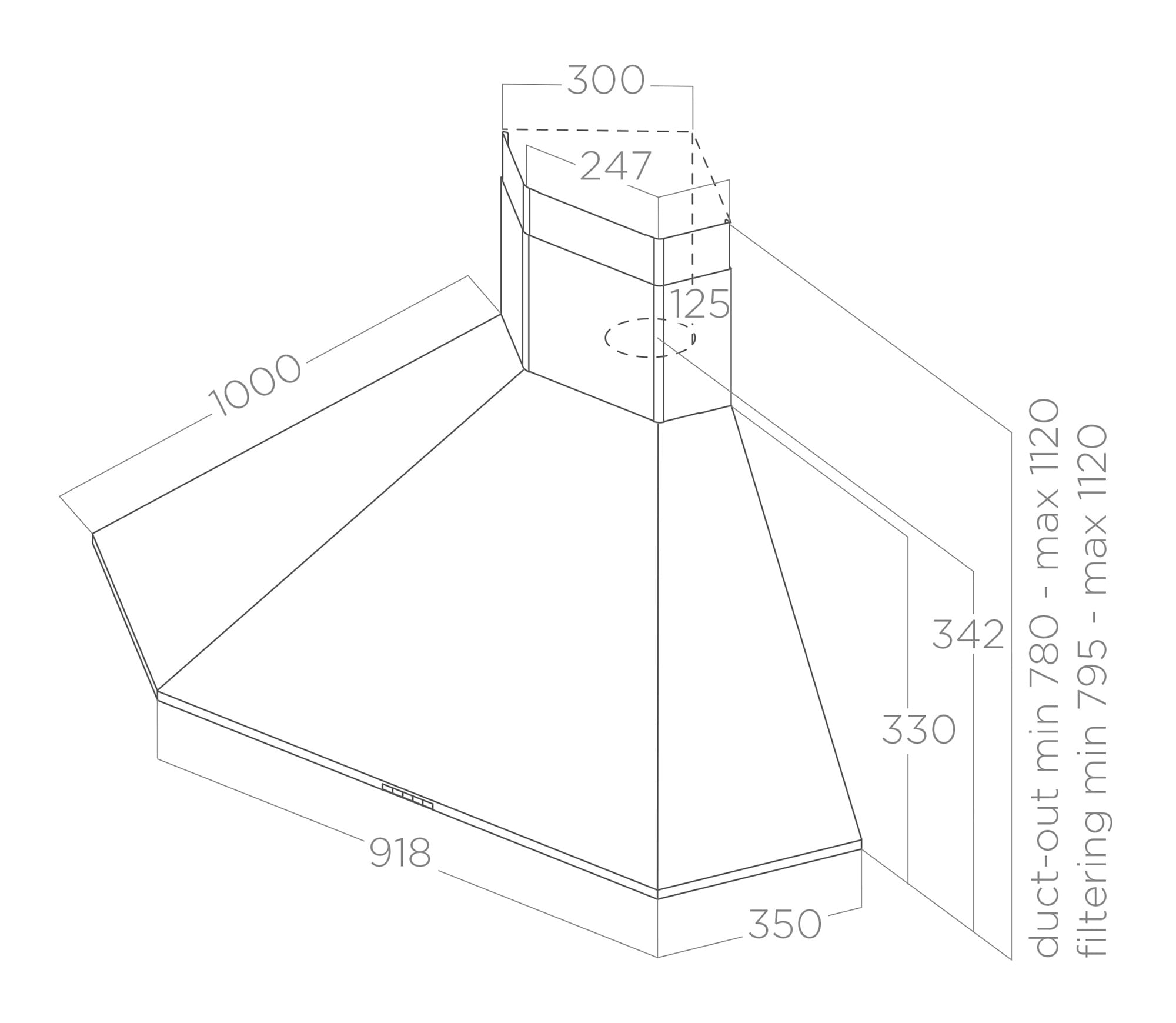 Hoods Integrated ACUTA inox 100x100 tech sheet