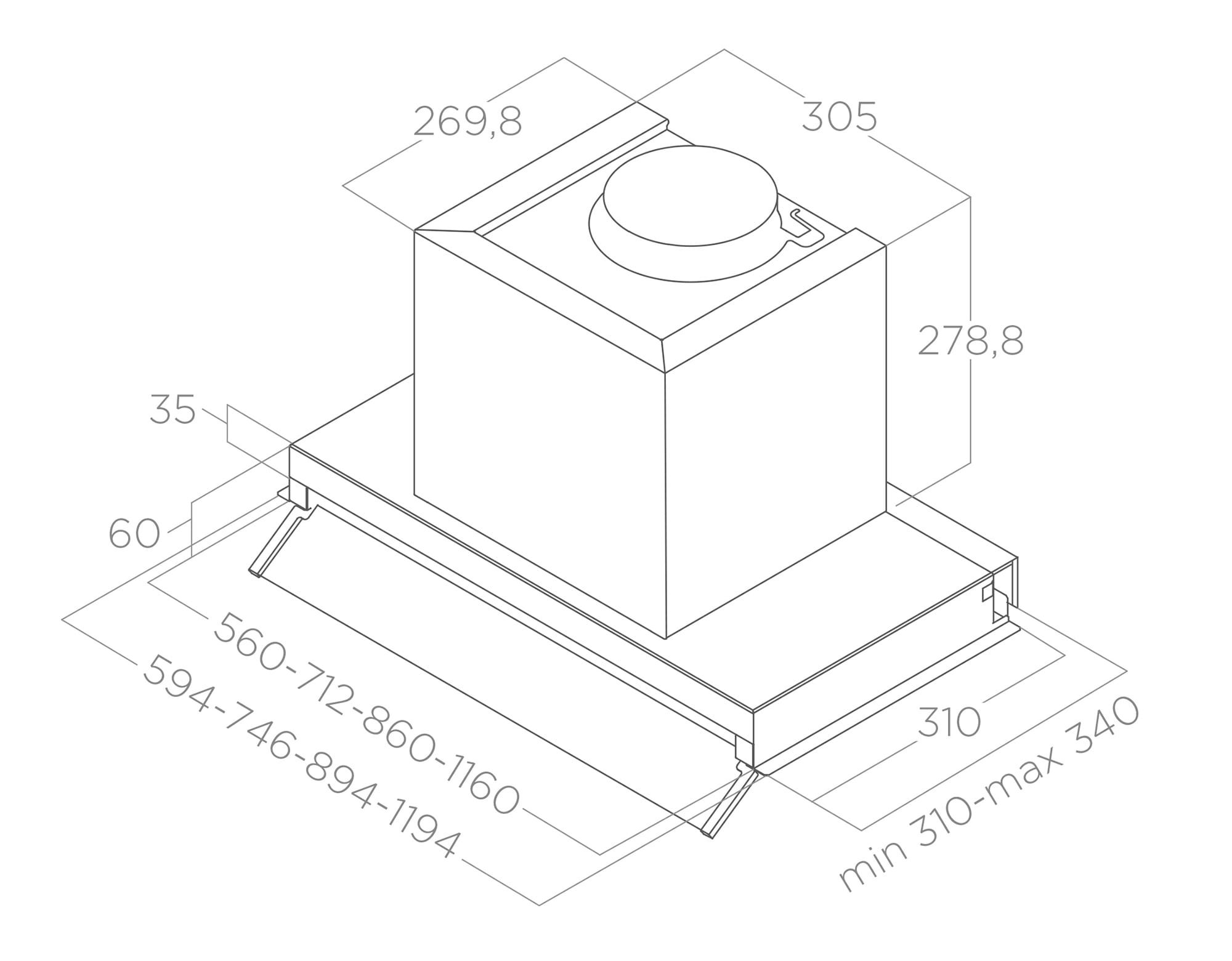 Dunstabzugshauben Einbaugerät BOXIN inox 120 tech sheet