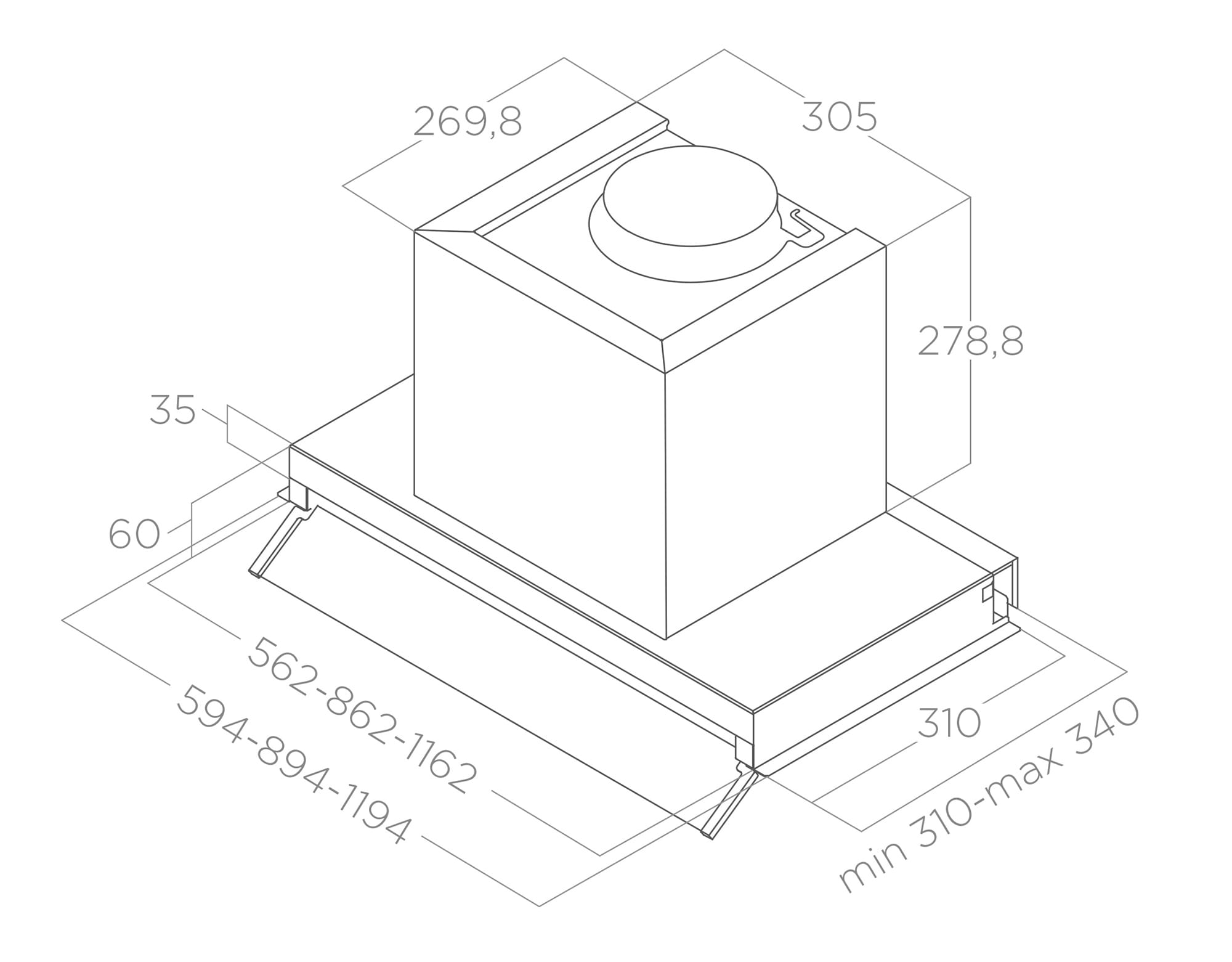 Afzuigkappen Inbouwversie BOXIN inox 120 tech sheet