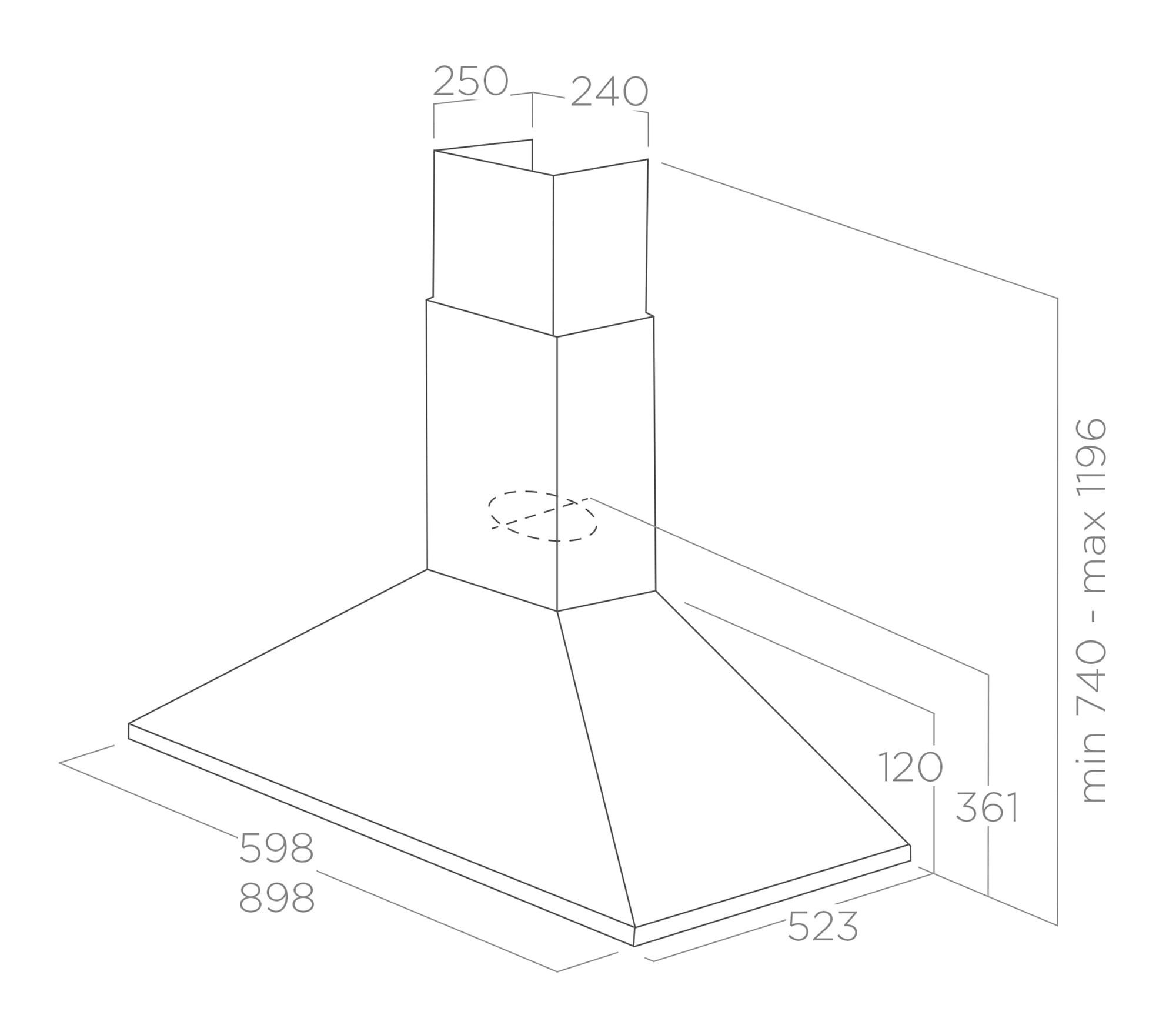 Hoods Wall-Mount CLAIRE black + inox 60 tech sheet