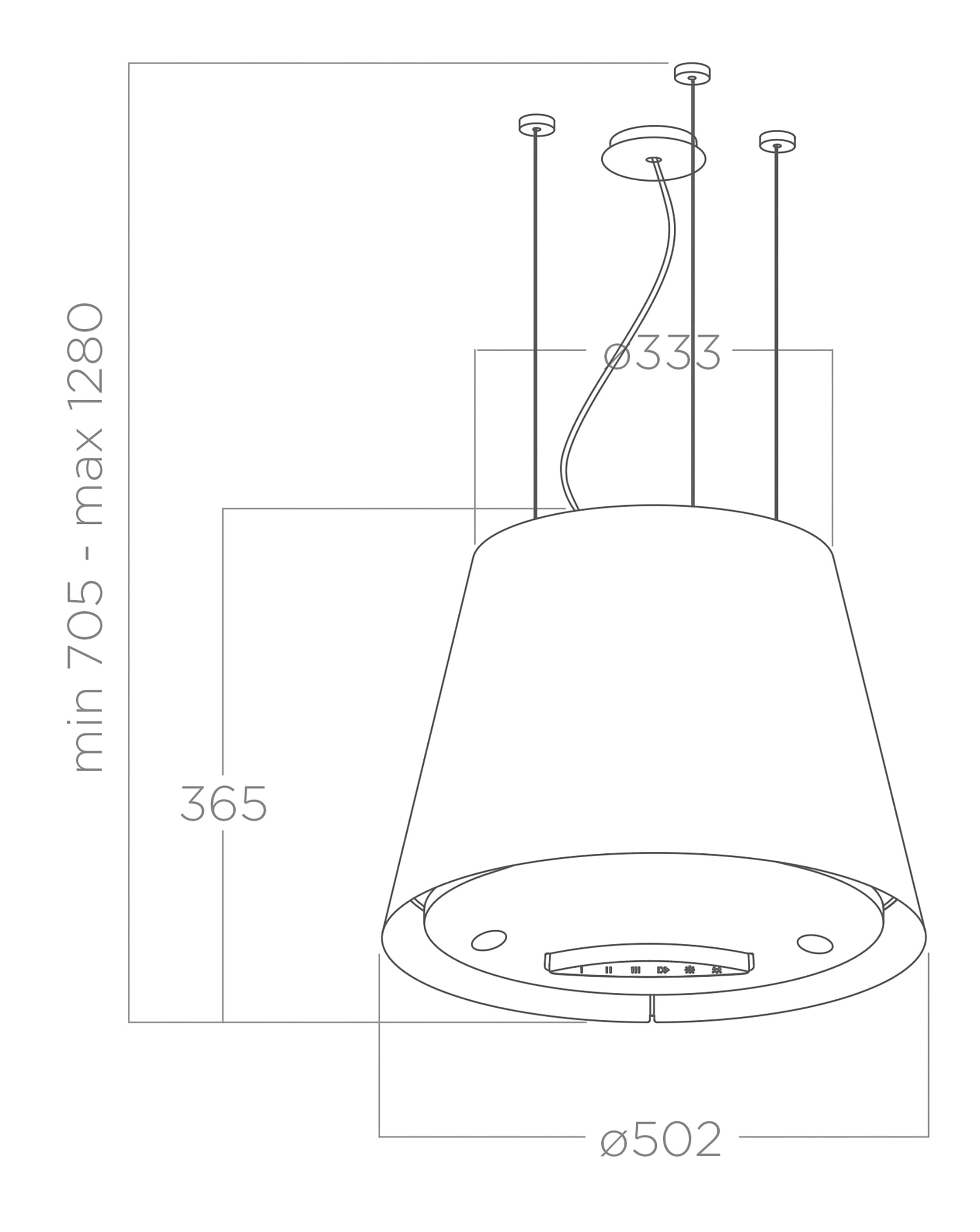 Вытяжки Островные EASY UX white 52 tech sheet