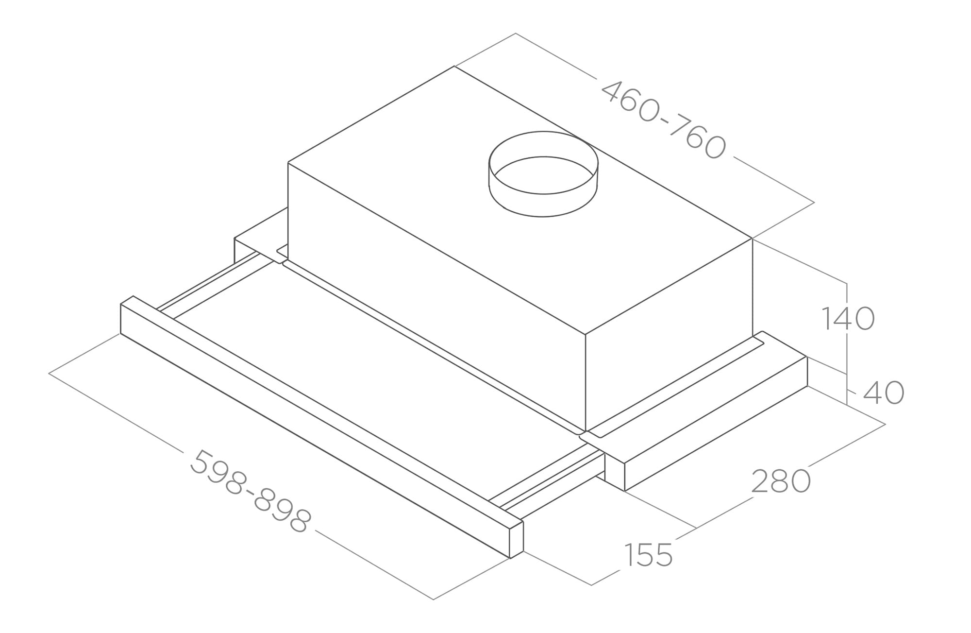 Dunstabzugshauben Einbaugerät ELITE 14 grey 60 tech sheet