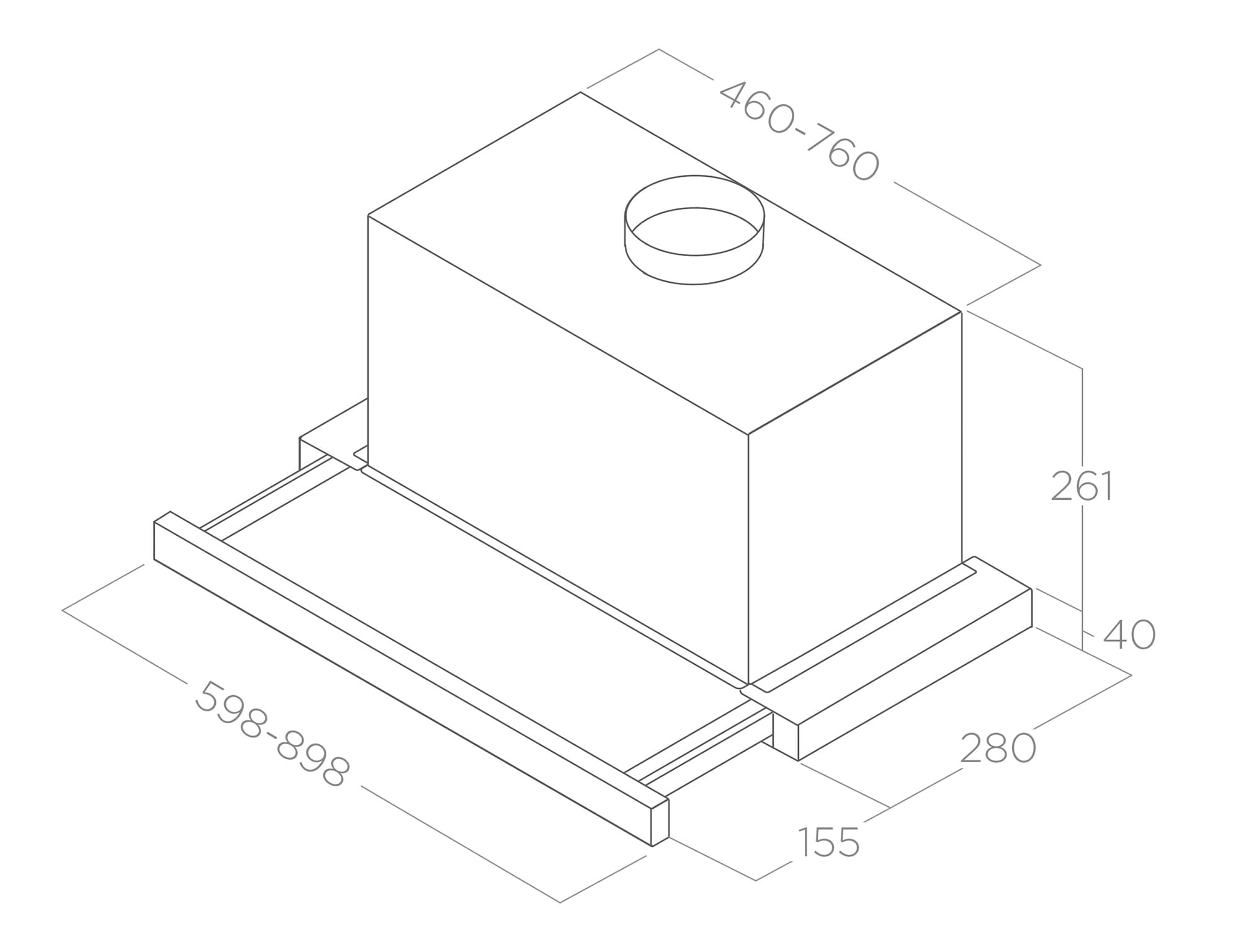 Okapy Zabudowa ELITE 26 inox 60 tech sheet