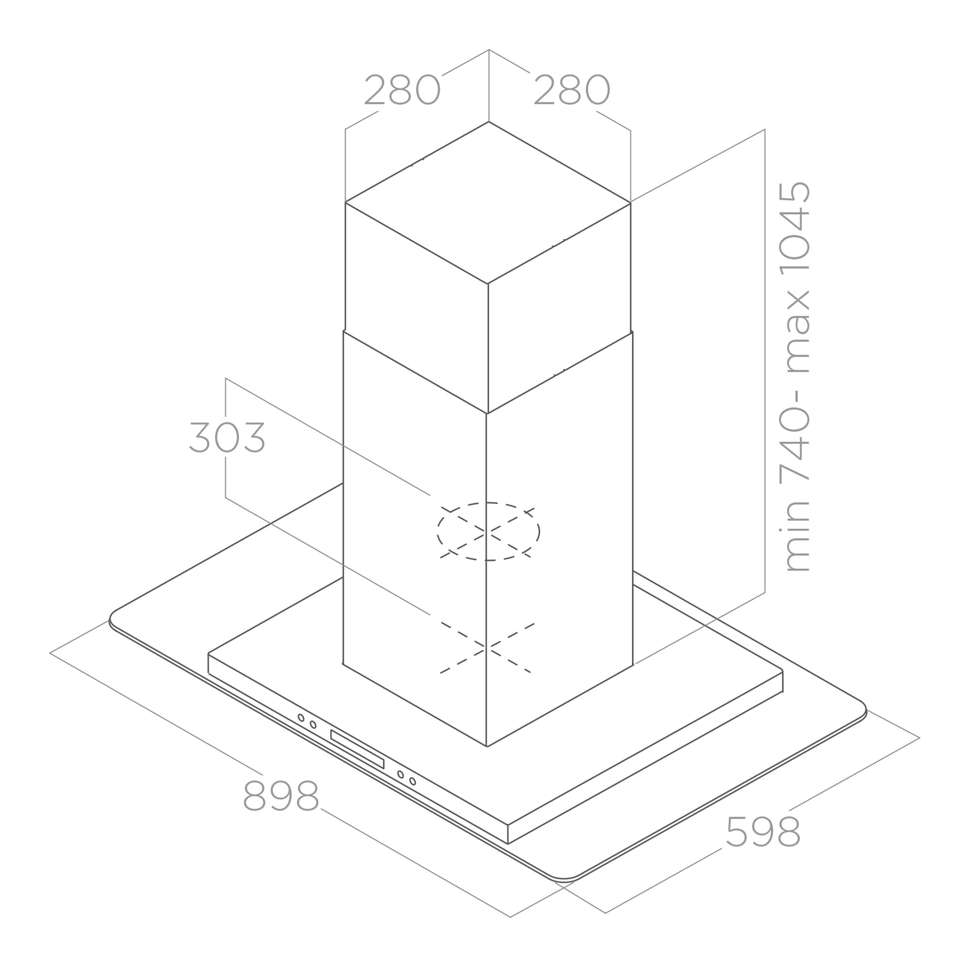 Odsavač par Stěna FLAT GLASS inox 90 tech sheet