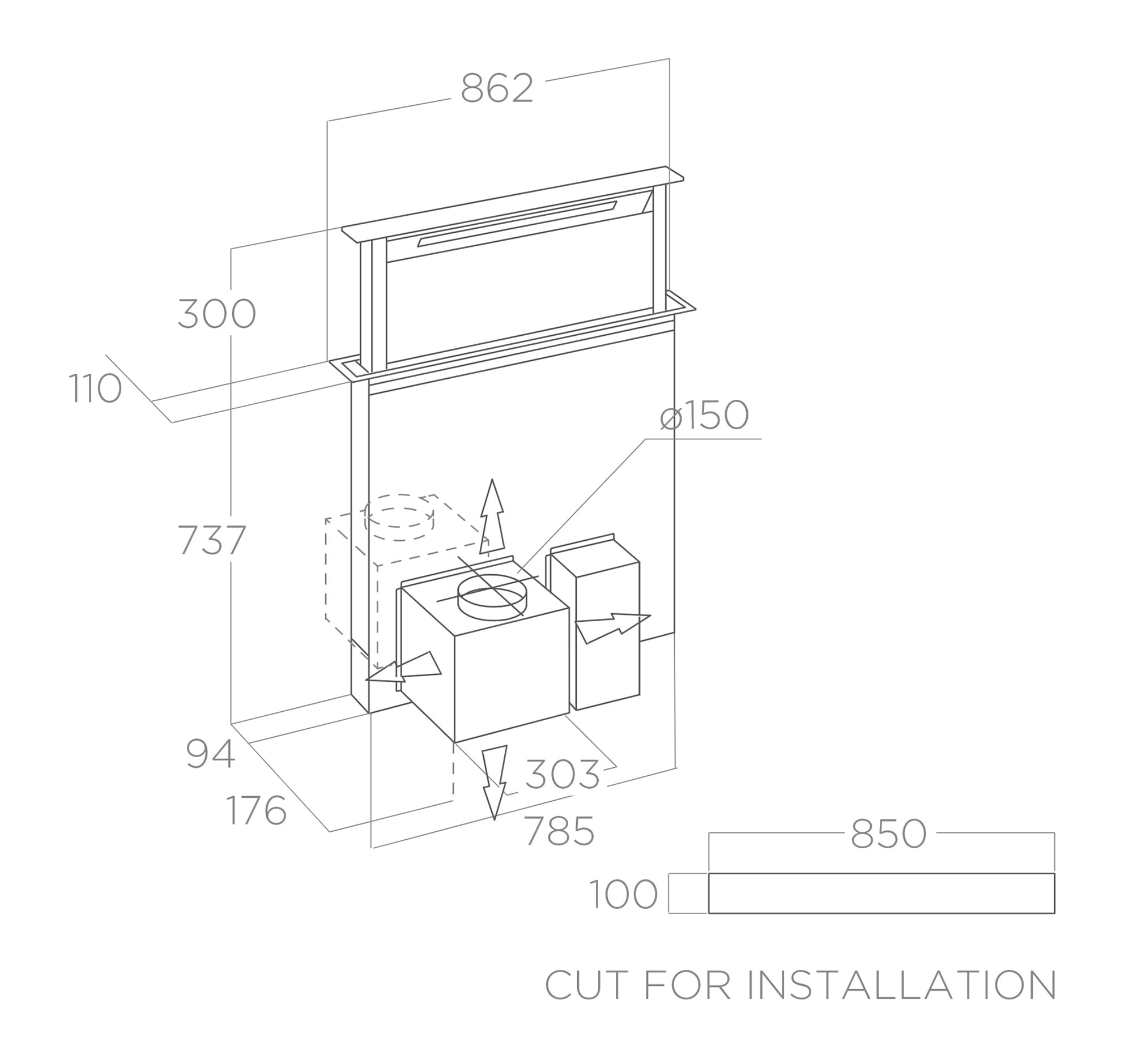 Hottes Escamotable GETUP inox 90 tech sheet