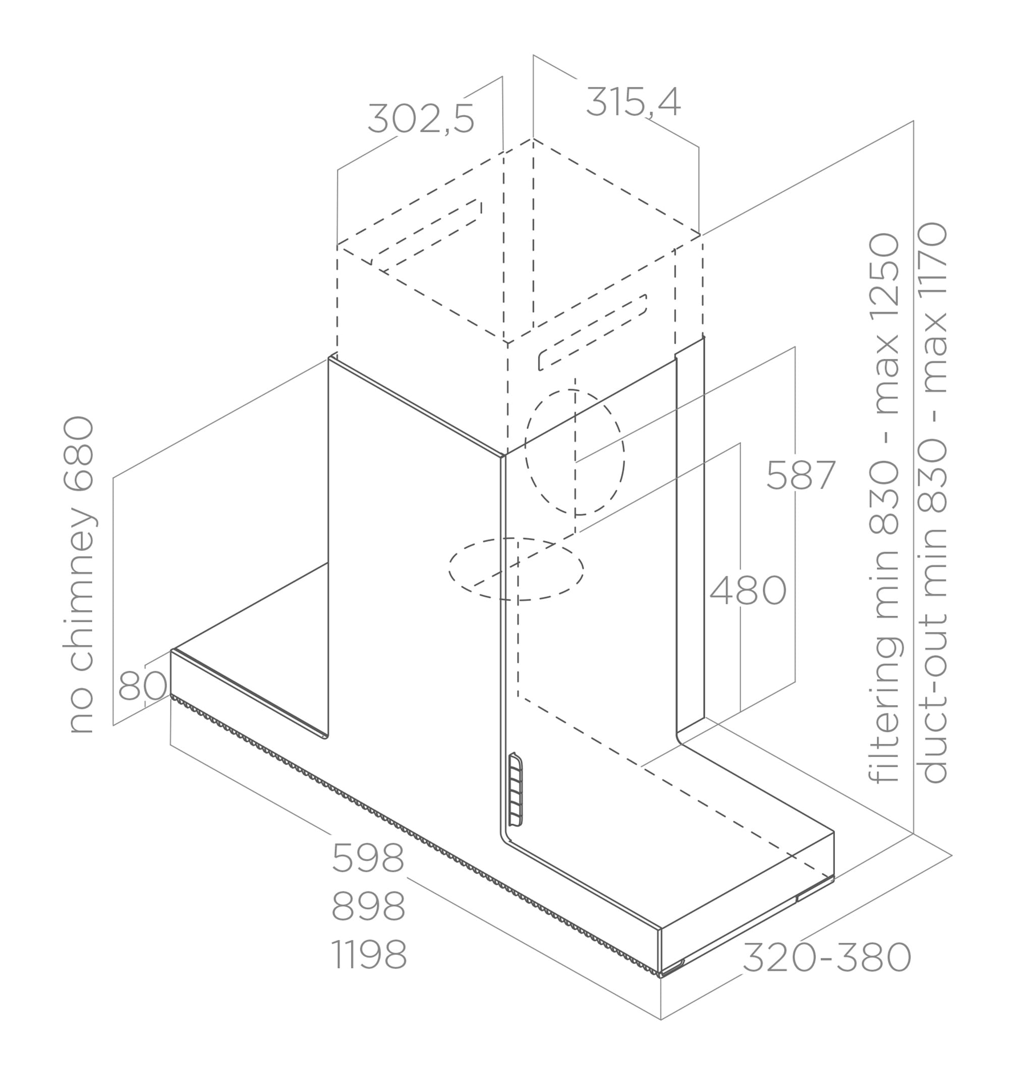 Campanas De pared HAIKU inox 32 tech sheet