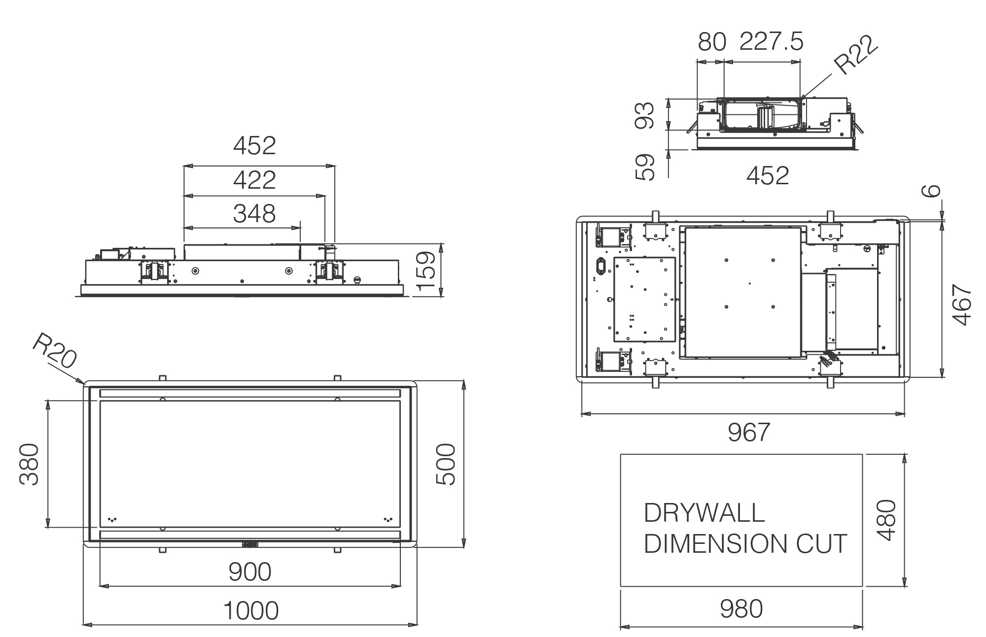 Dunstabzugshauben Decke ILLUSION custom 100x50 tech sheet