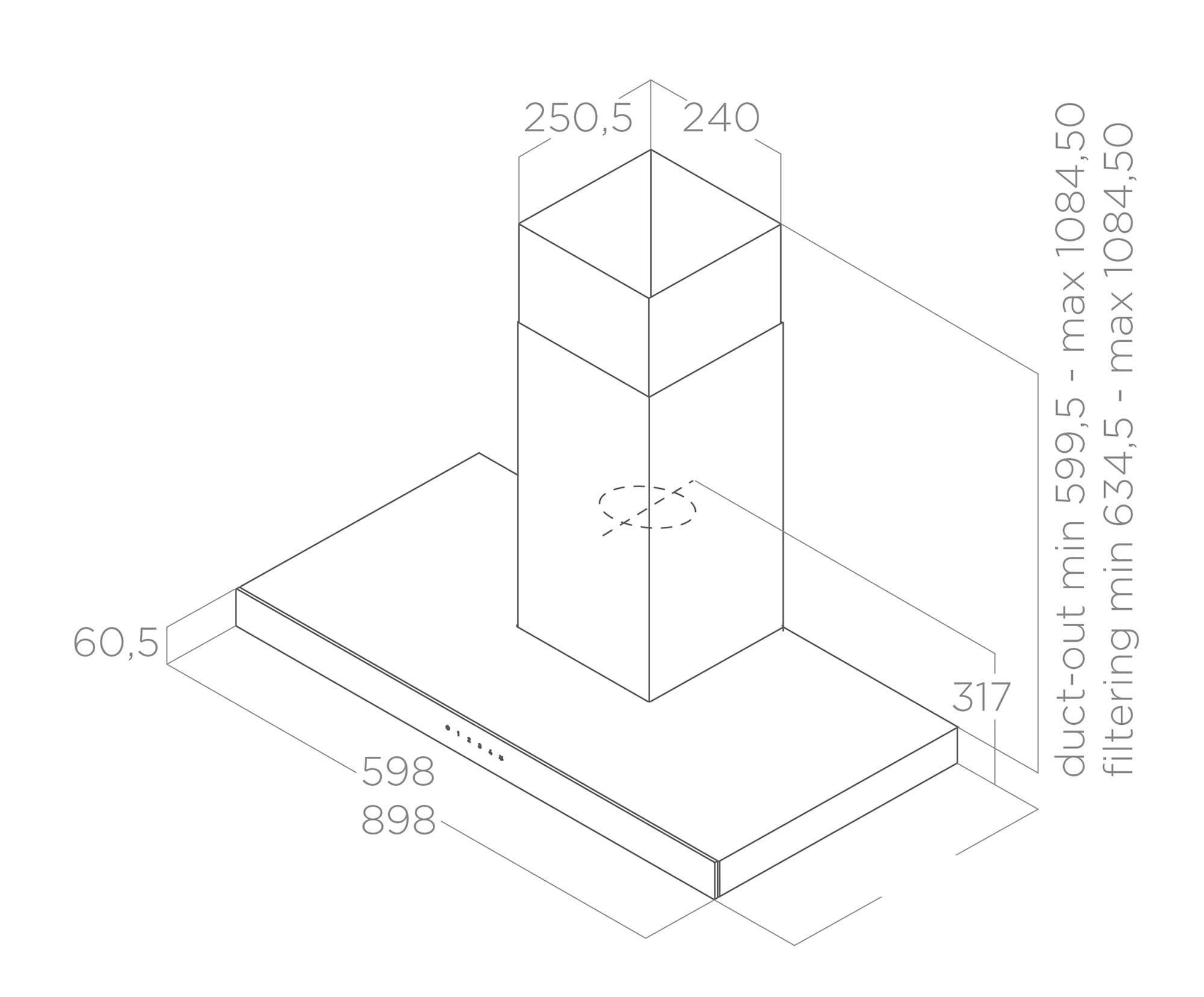 Okapy Ściana JOY black + inox 60 tech sheet