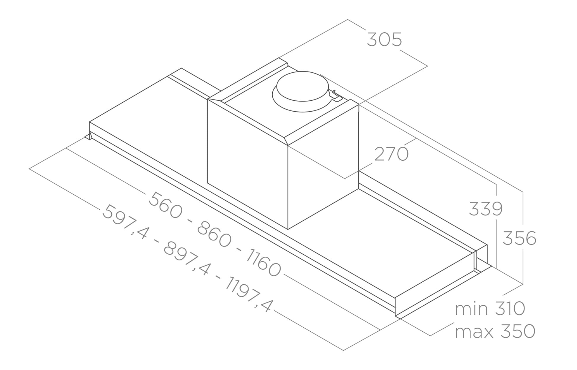 Dunstabzugshauben Einbaugerät LEVER inox 90 tech sheet