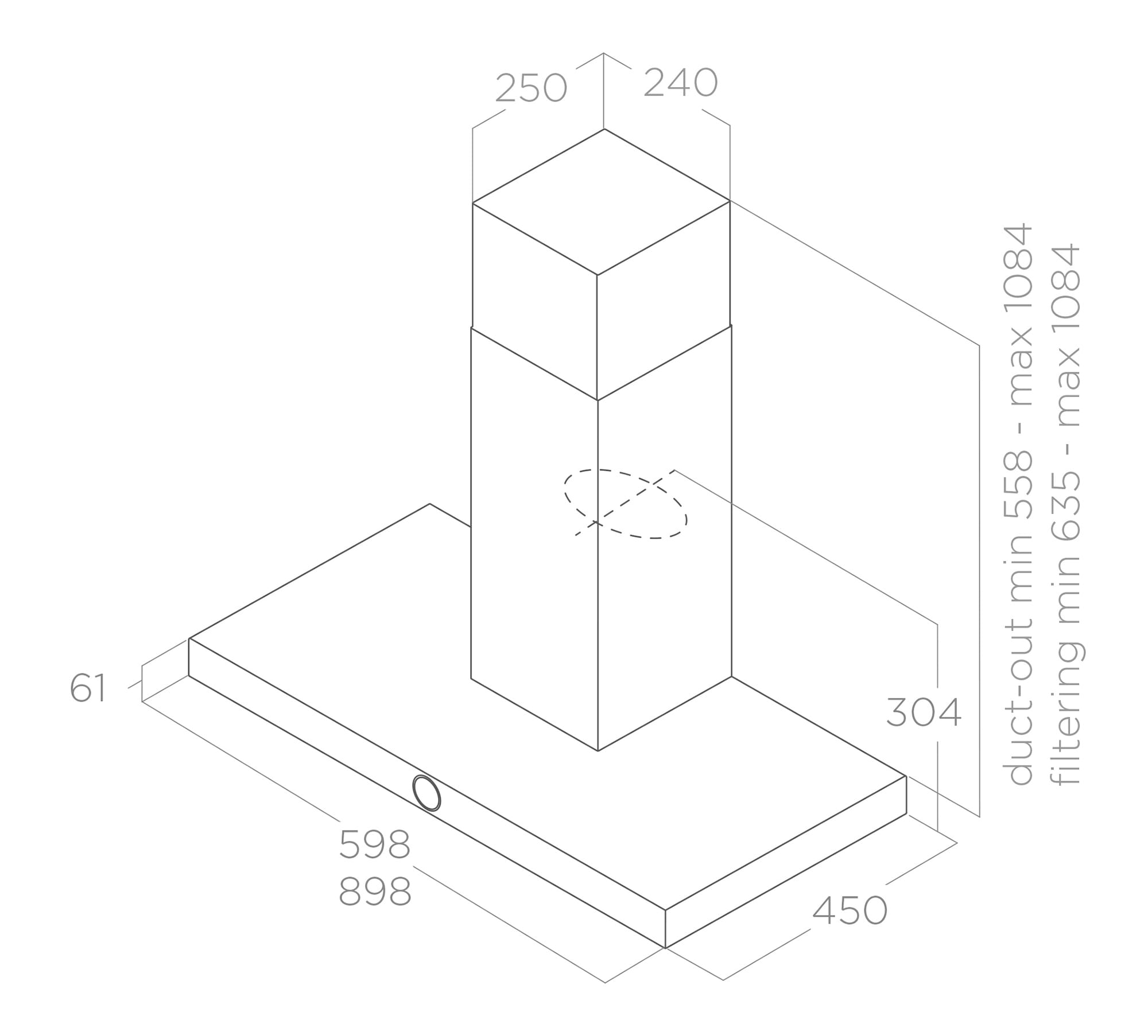 Afzuigkappen Wandversie LOL inox 60 tech sheet