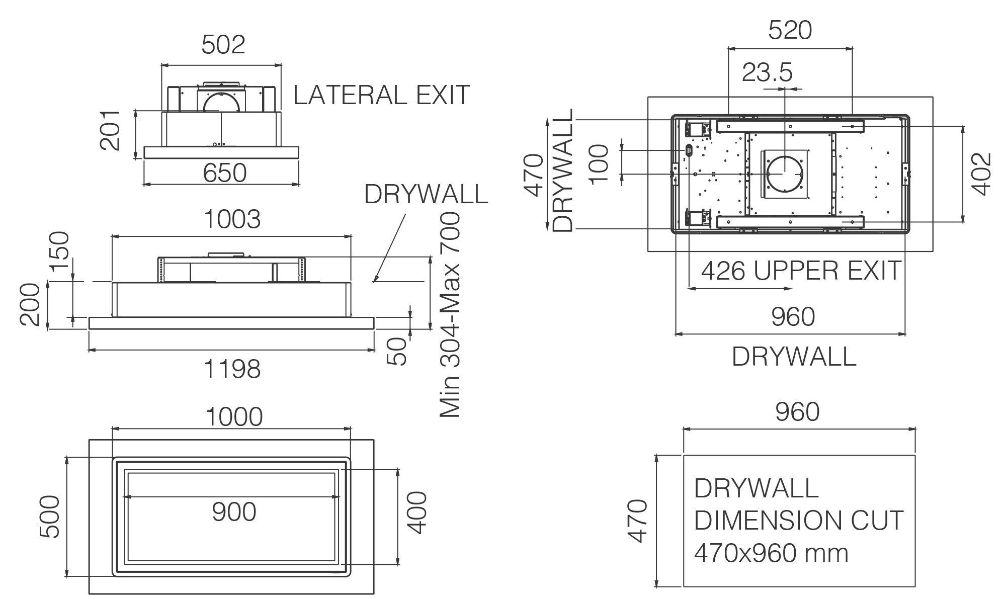 Davlumbazlar Tavan tipi LULLABY Oak + White 120x65 tech sheet
