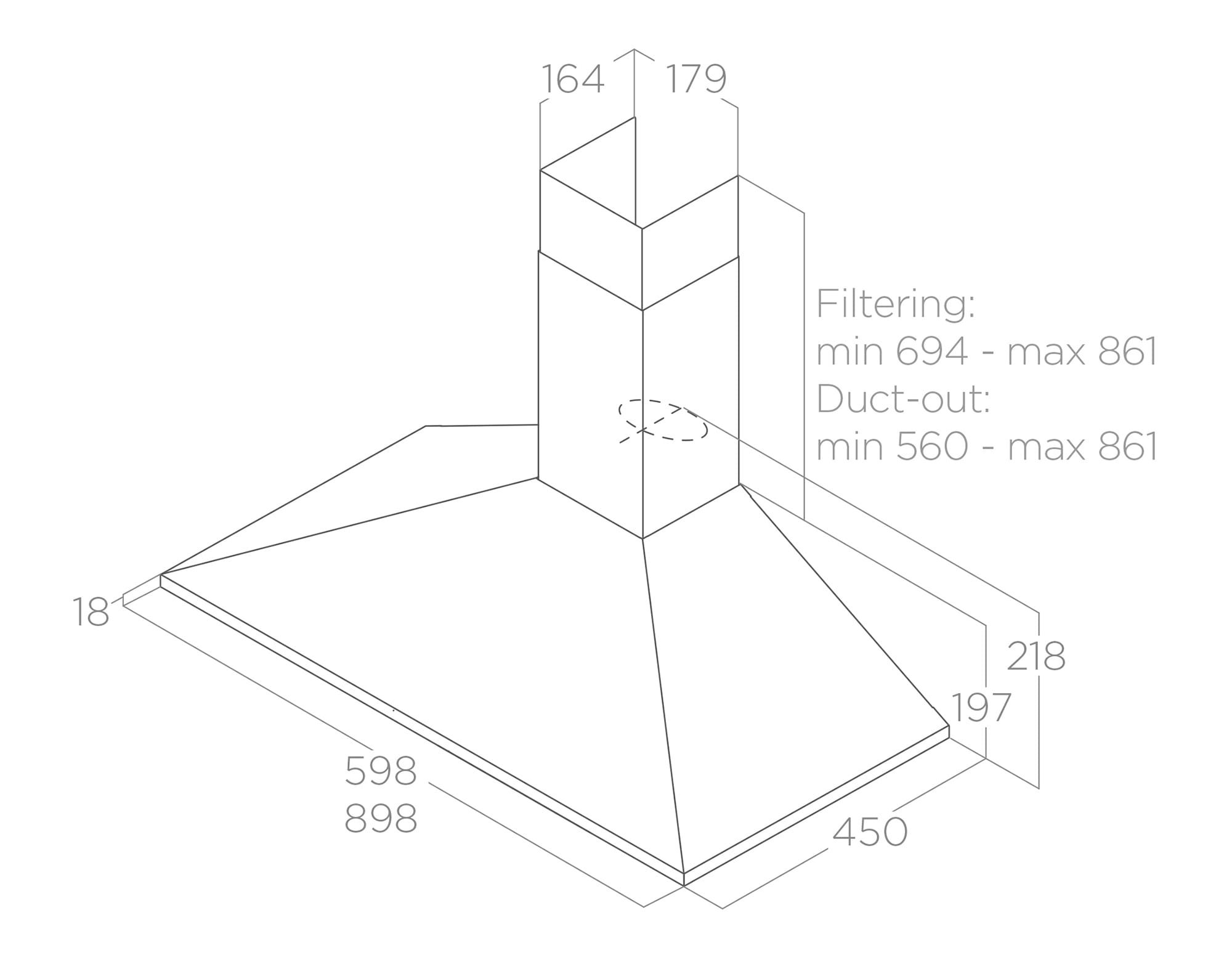 Hoods Wall mounted MISSY inox 90 tech sheet