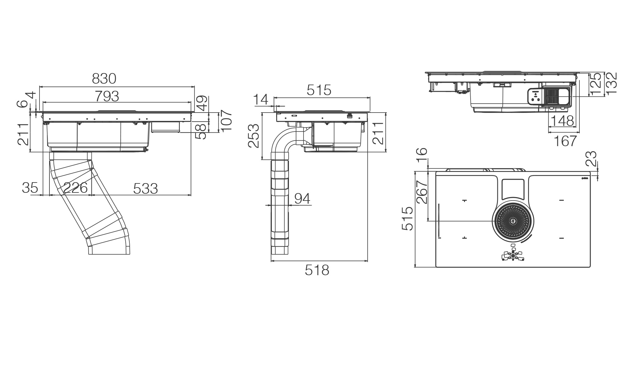 Hobs Extractor NIKOLATESLA ONE black 83x51,5x21 tech sheet