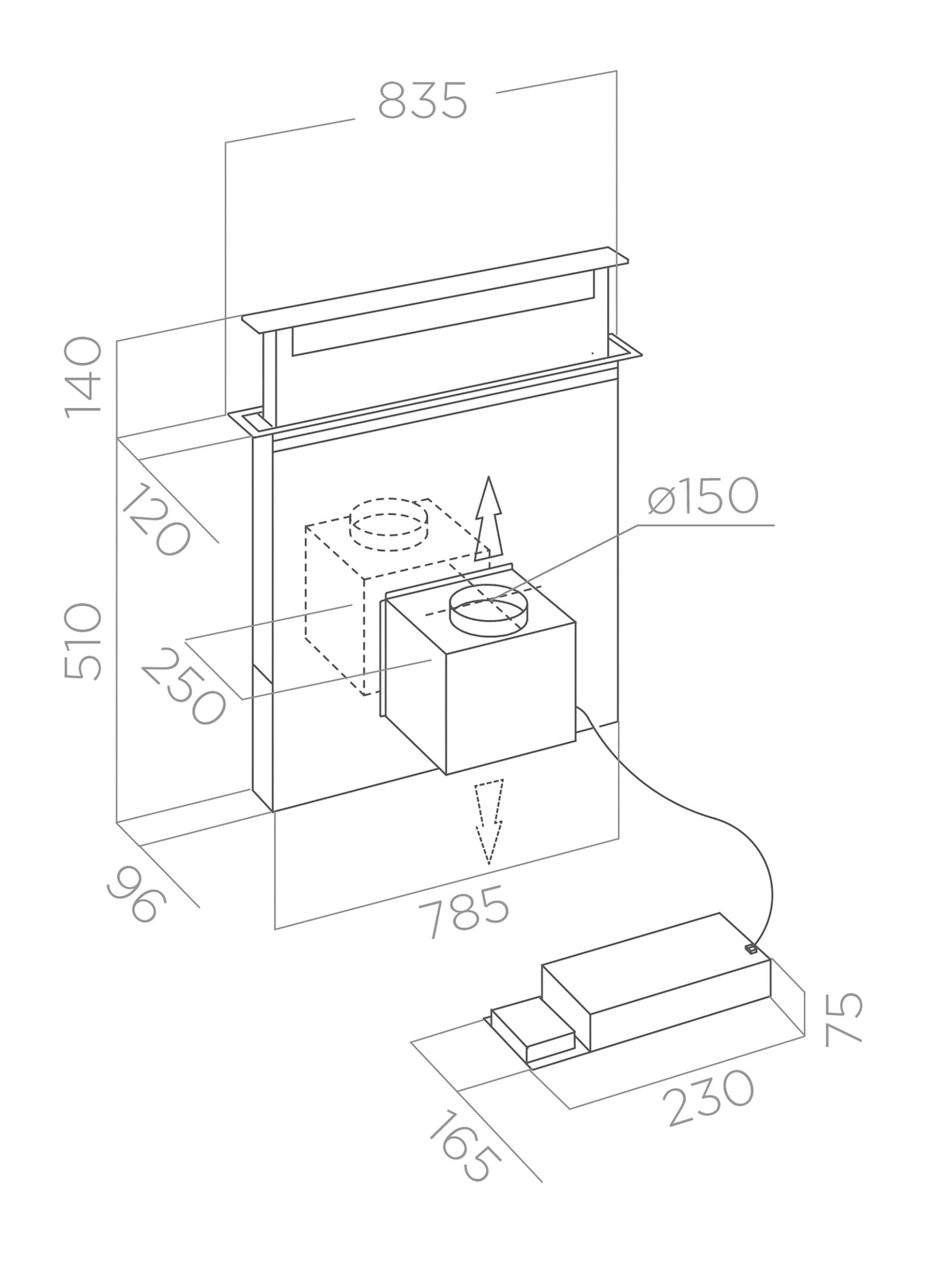 Hoods Downdraft PANDORA black 90 tech sheet