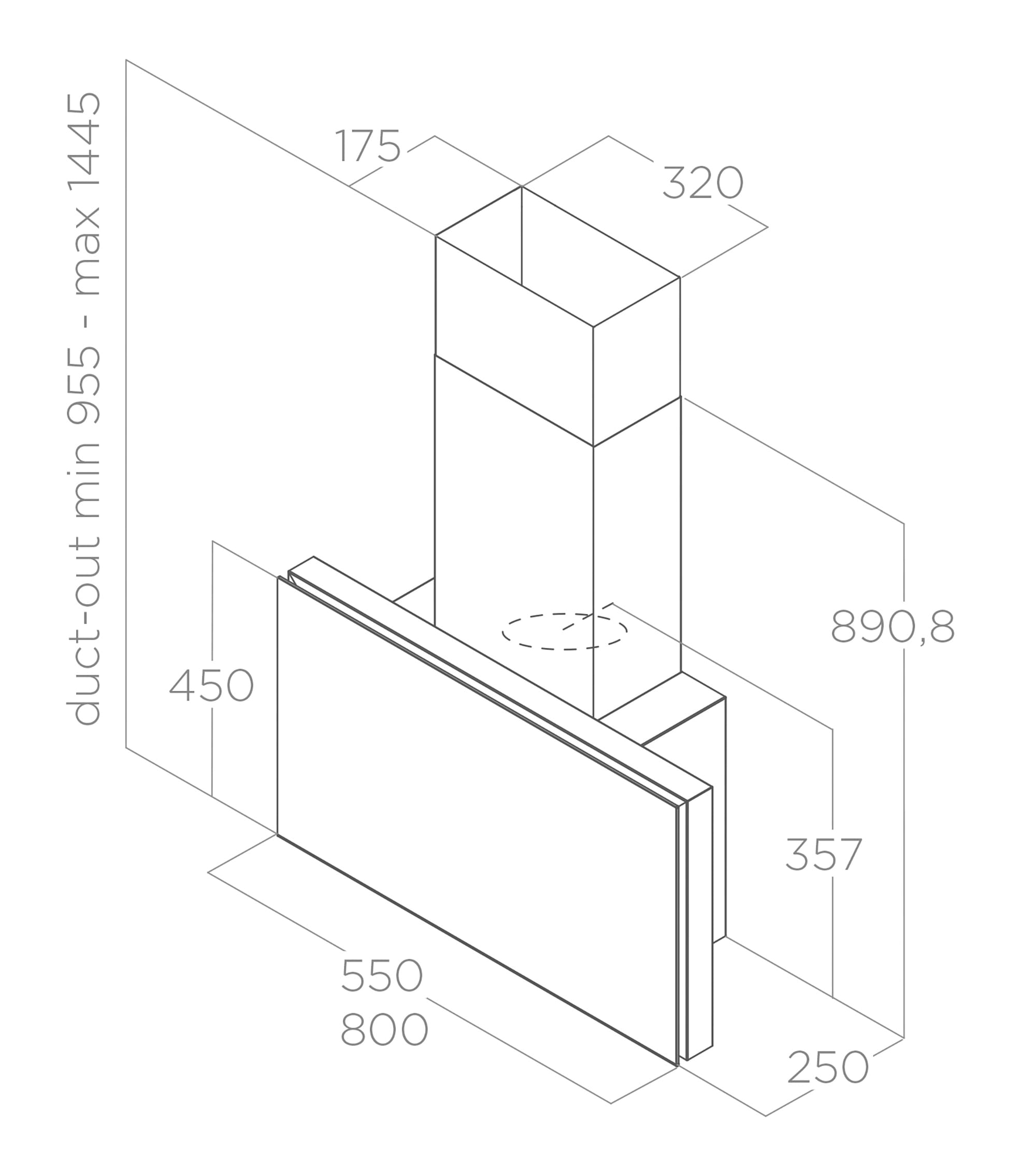 Okapy Ściana PLAT black 80 tech sheet