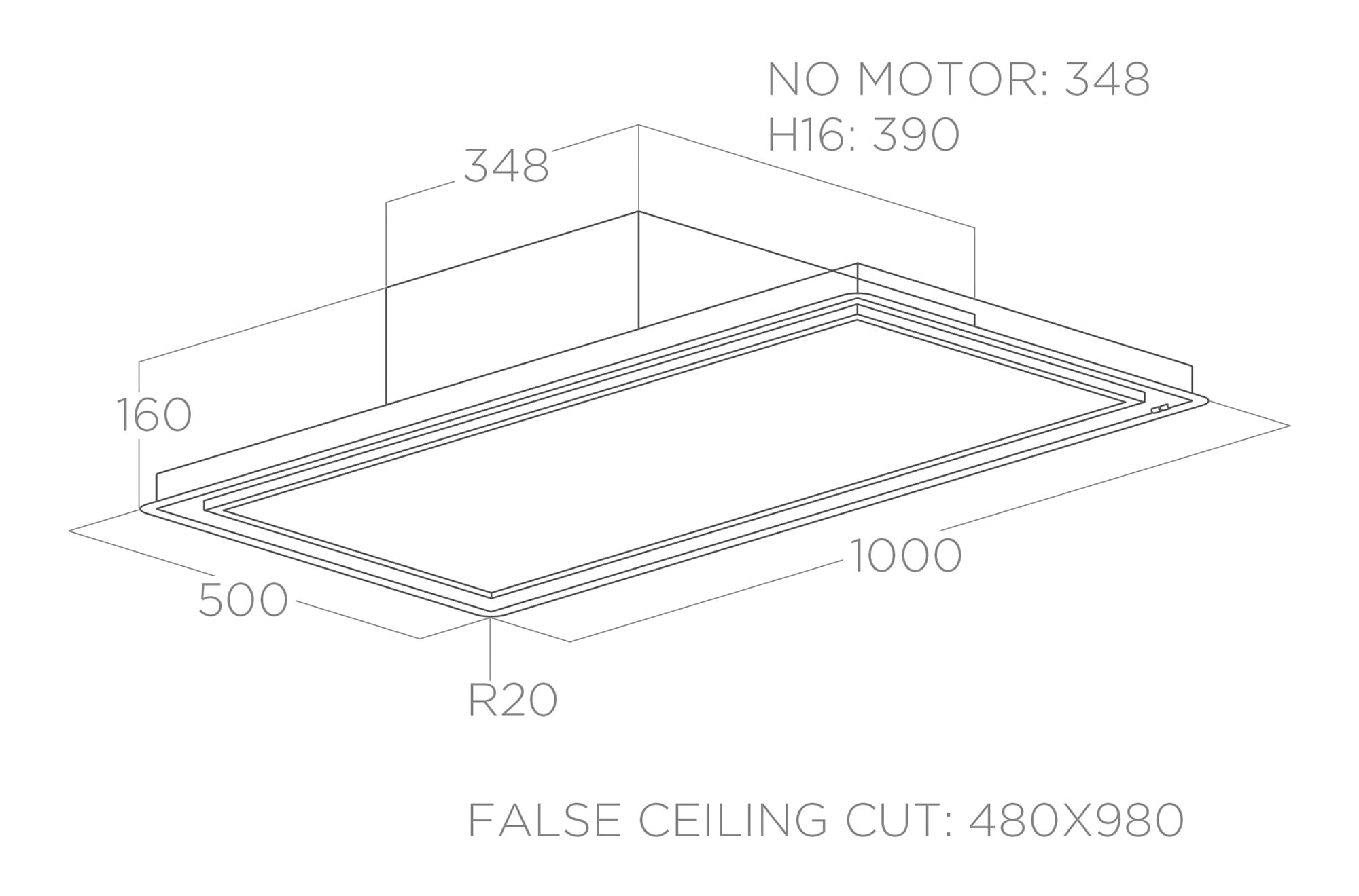 Dunstabzugshauben  SKYDOME white 100x50 tech sheet