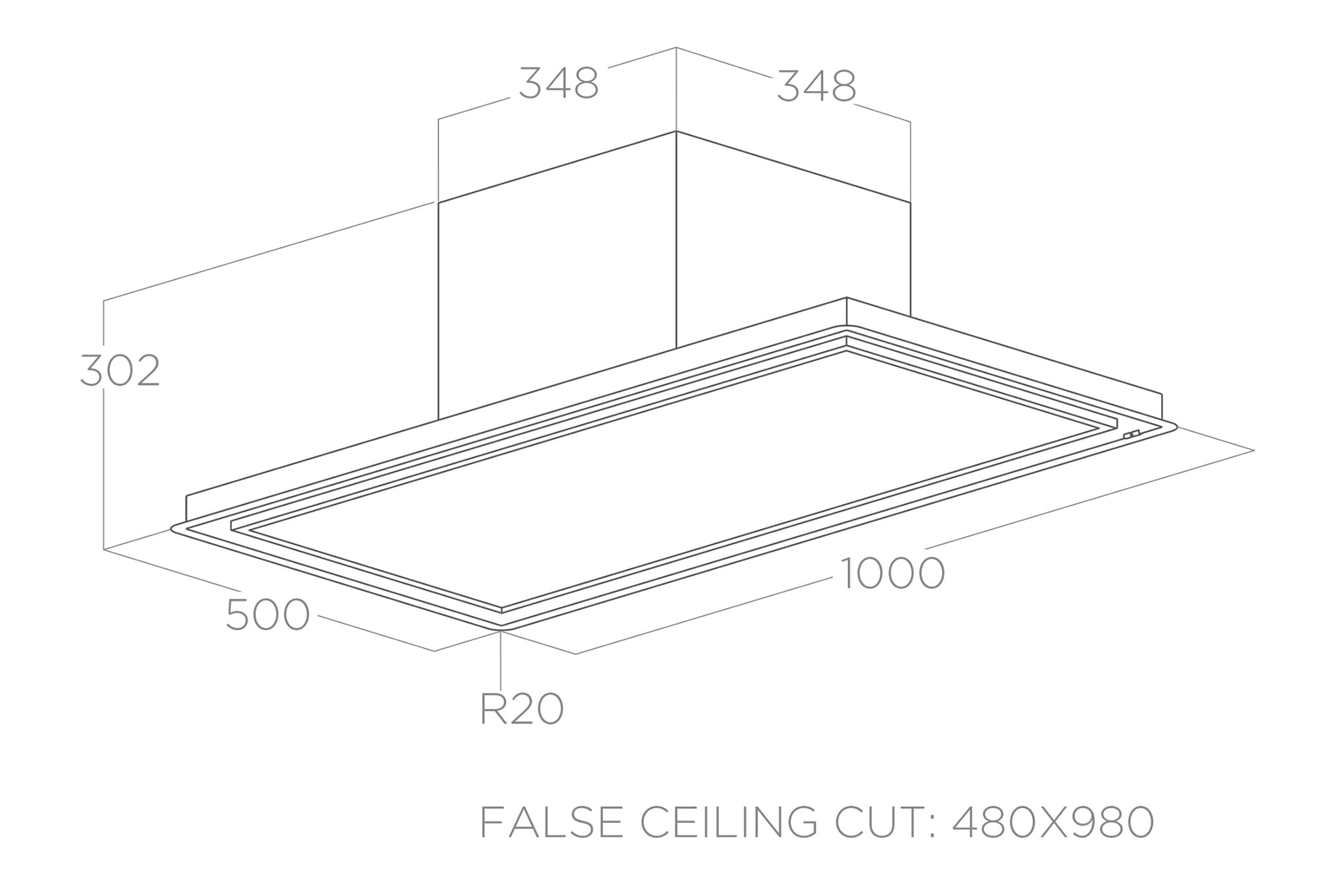 Hottes Plafond SKYDOME white 100x50 tech sheet