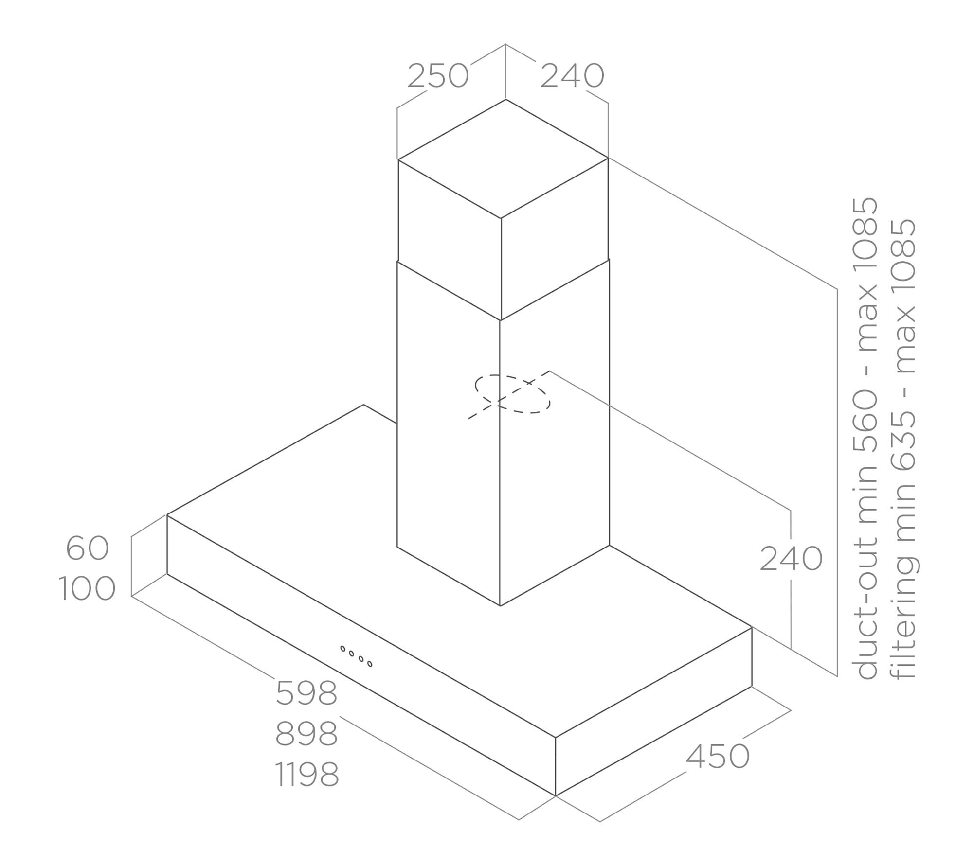 Dunstabzugshauben  SPOT NG inox 60 tech sheet