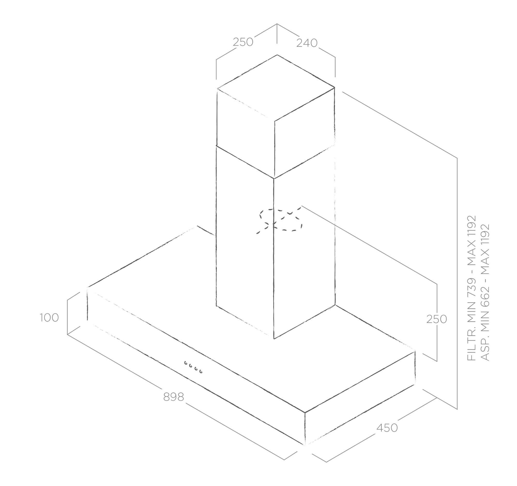 Hoods Wall-Mount SPOT URBAN dark grey 90 tech sheet