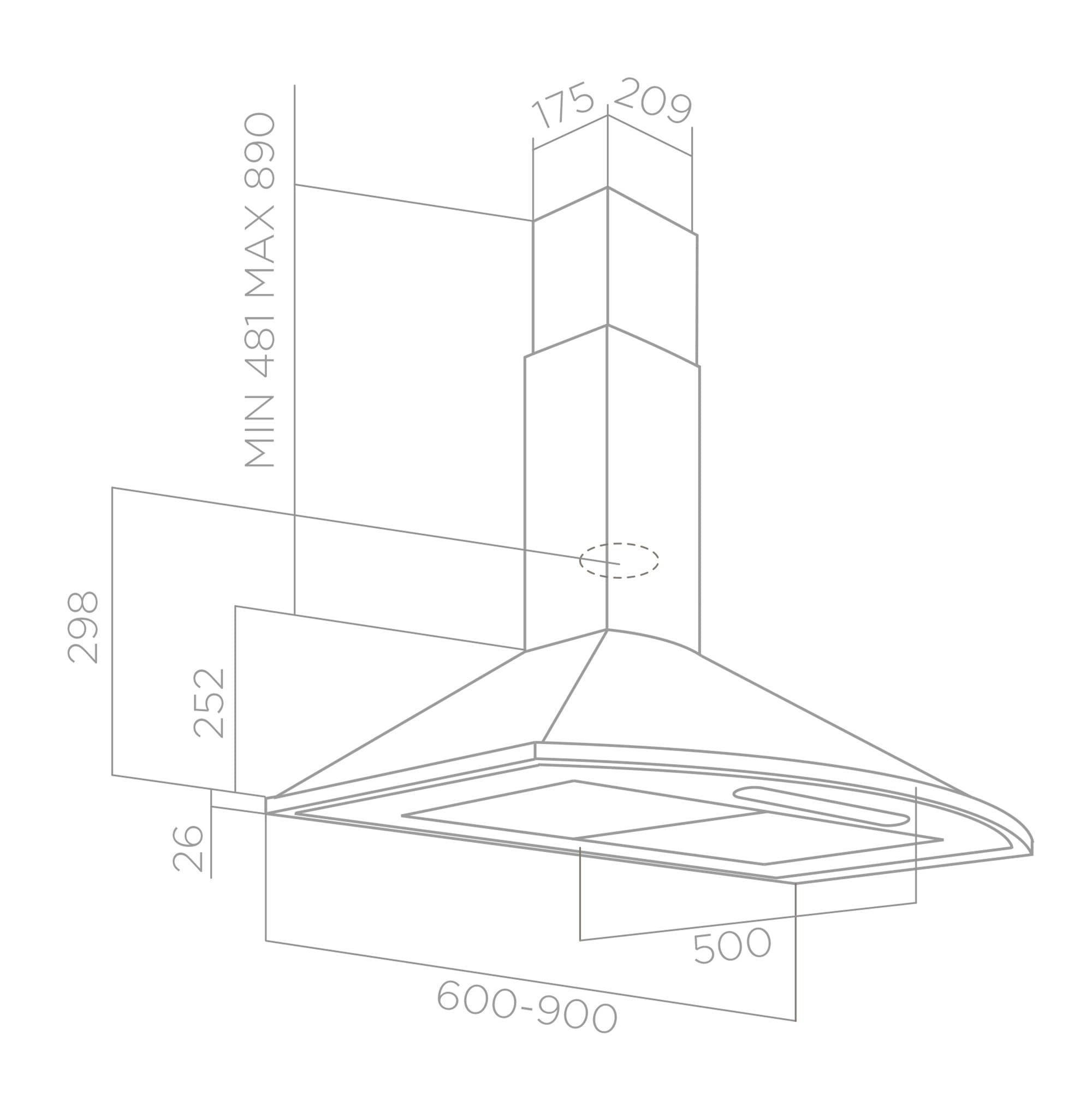 Hottes Murale SUN LITE inox 60 tech sheet