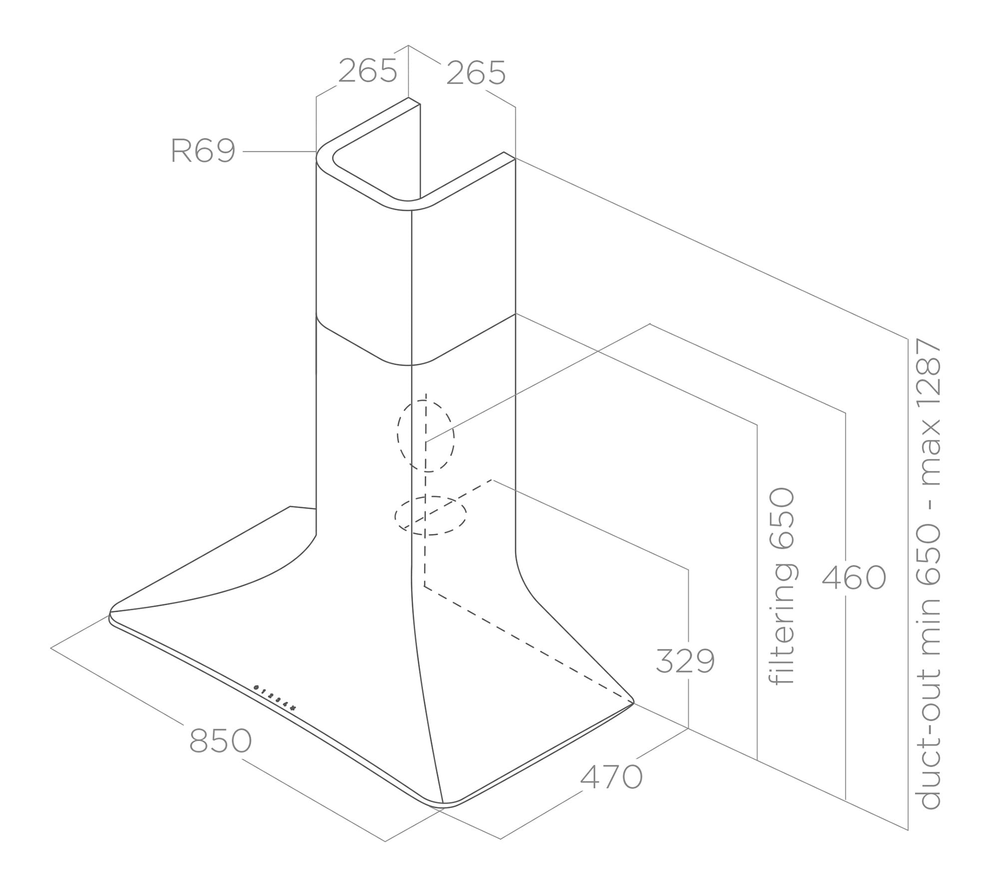 Hoods Wall mounted SWEET white 85 tech sheet