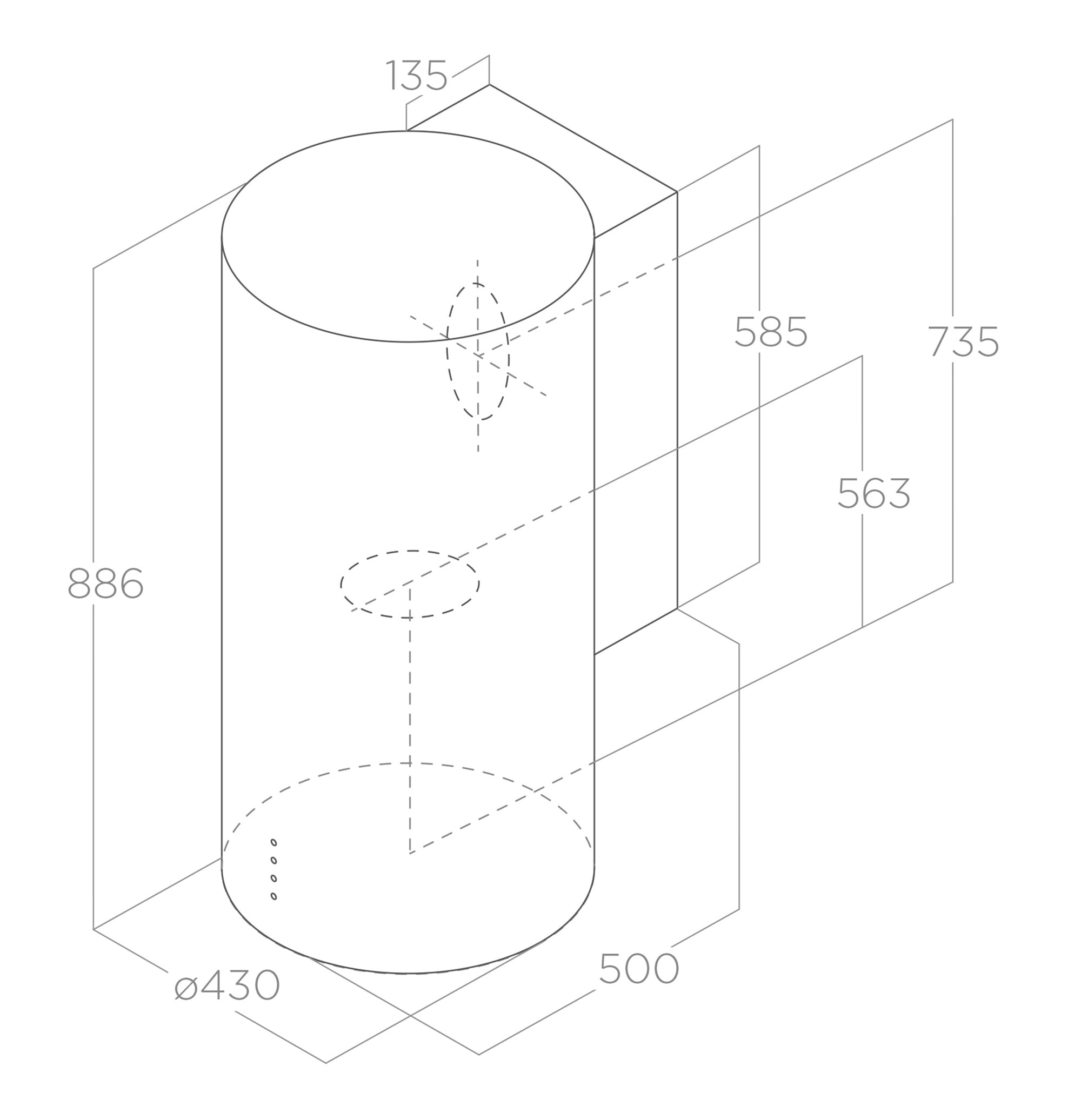 Odsavač par Stěna TUBE PRO inox 43 tech sheet