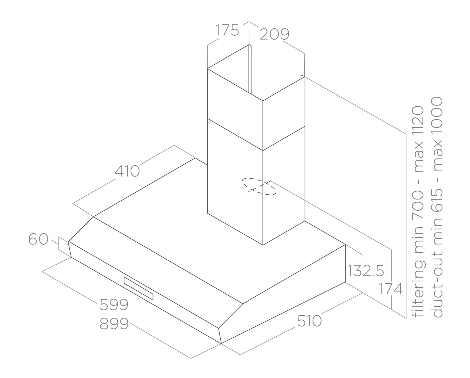 Hoods Wall mounted VEGA inox 60 tech sheet